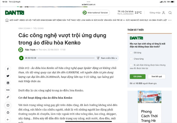 Ảnh giới thiệu về thương hiệu KENKO của báo Dân Trí Ảnh giới thiệu về thương hiệu KENKO của báo Dân Trí