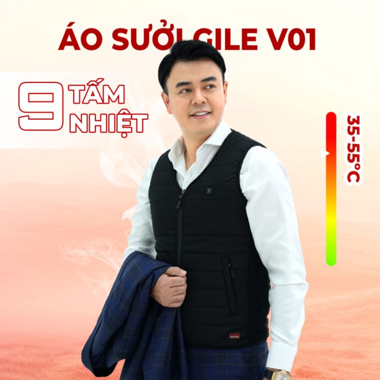 Áo khoác sưởi ấm gile KENKO V01  lót nỉ siêu ấm màu đen