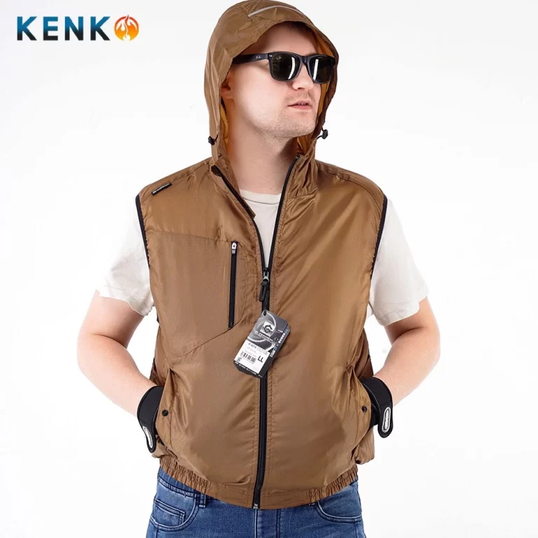 Áo điều hòa KENKO SUN-S G4219 Nhật Bản kiểu dáng gile có mũ màu Nâu