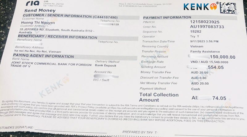 Hợp đồng Kenko xuất khẩu áo điều hòa sang thị trường Úc