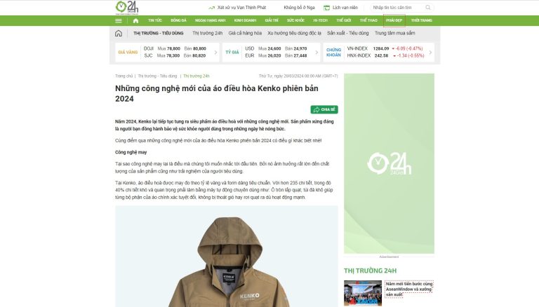 Áo kenko trên báo 24h