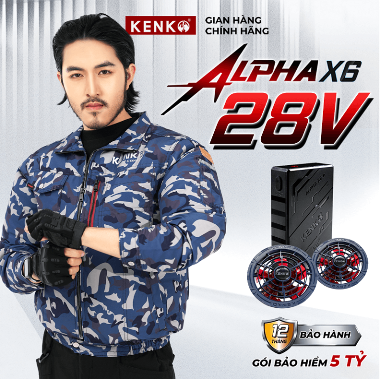 Áo điều hoà KENKO dài tay chất liệu vải taslan màu camo xanh hải quân trượt nước-SM24