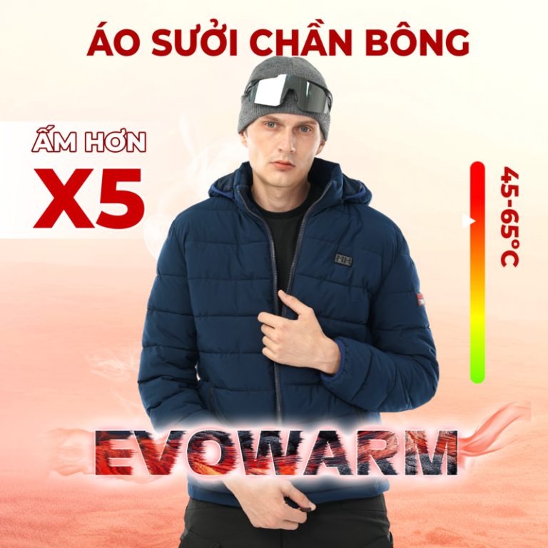 Áo sưởi ấm cao cấp KENKO Evowarm công nghệ Nhật Bản siêu ấm, chống nước, mưa tuyết [MÀU XANH NAVY]