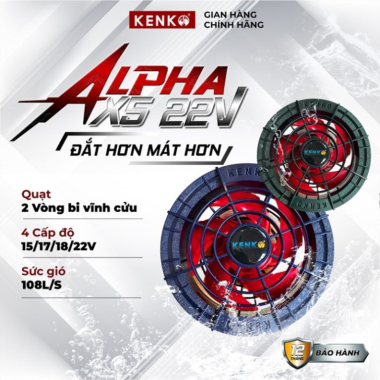 Quạt áo điều hoà KENKO ALPHA X5 22V mạnh nhất, công nghệ quạt siêu êm