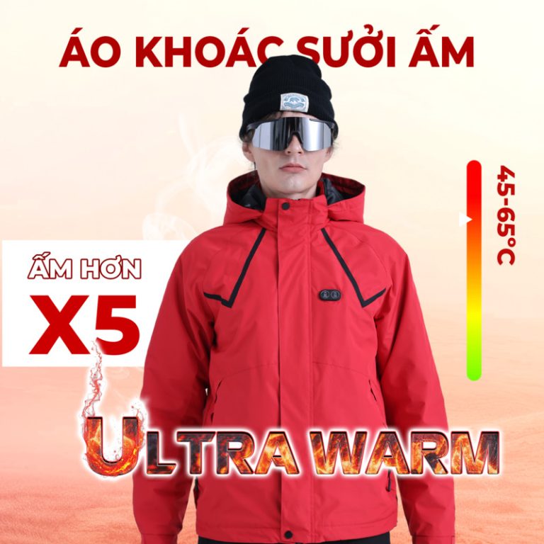 Áo khoác sưởi ấm KENKO Ultrawarm công nghệ Nhật kiểu dáng trẻ trung – Màu đỏ