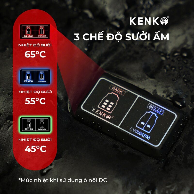 Áo sưởi Evowarm với 3 chế độ làm ấm