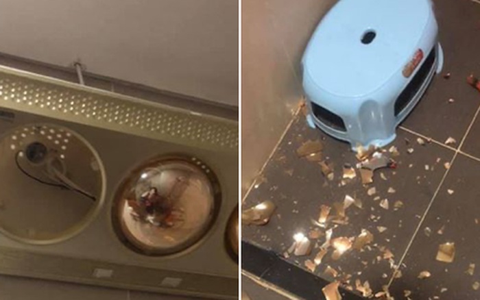 Đèn sưởi trong nhà tắm đột ngột bốc cháy, phát nổ