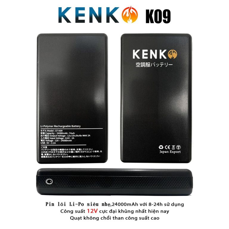 Pin áo điều hòa Kenko 24.000 mAh 12V+ chính hãng