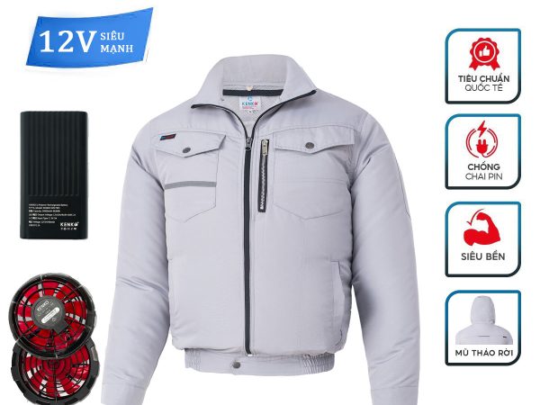 Áo điều hòa kenko 12V dài tay màu ghi 01