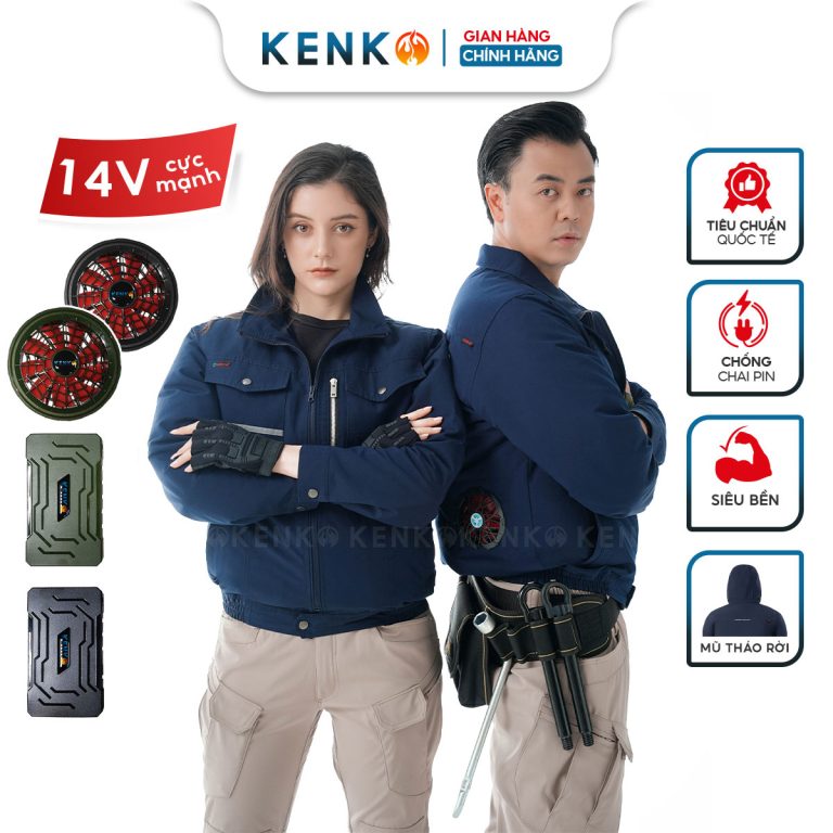 Áo điều hòa Kenko ProMax 14V dài tay có mũ màu xanh than đậm