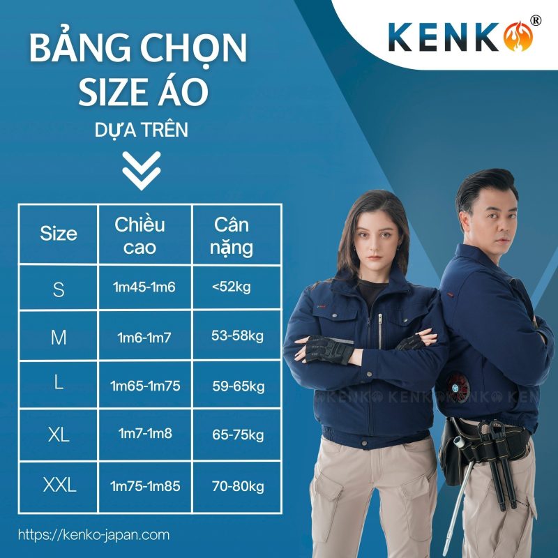 Bảng size áo Kenko 