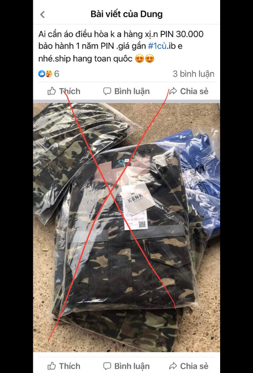 Một bài đăng bán áo điều hòa giá rẻ trên Facebook