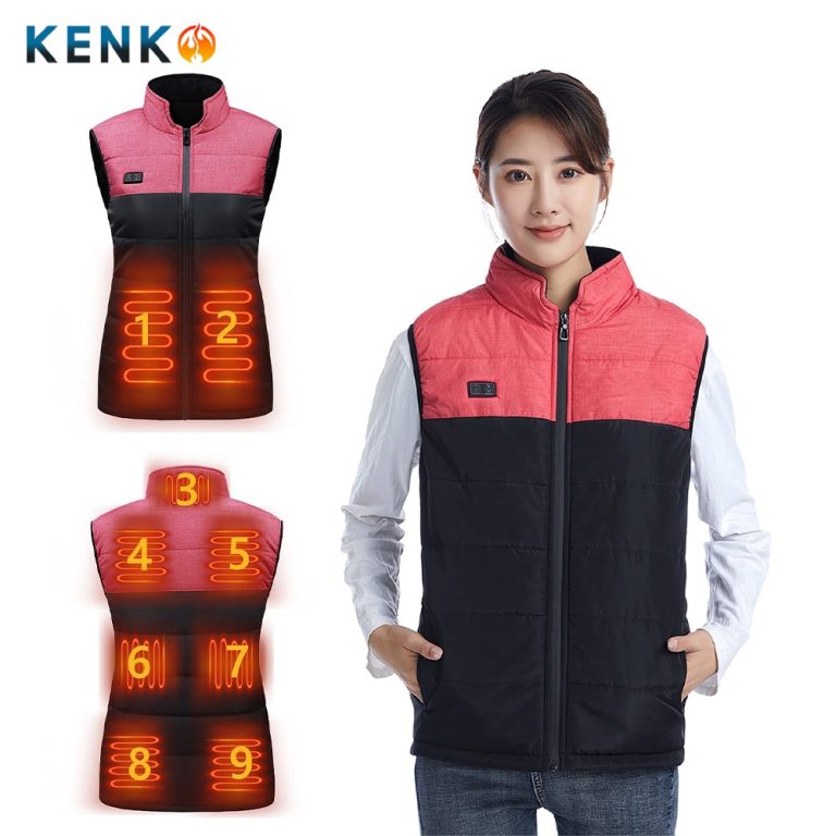 Áo khoác sưởi ấm gile KENKO V03  lót nỉ siêu ấm màu hồng đen