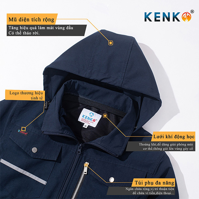Áo điều hoà Kenko làm từ vải polyester + cotton và sợi bamboo chống tia UV 99%