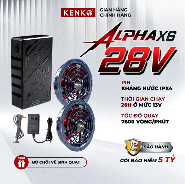 Bộ pin quạt KENKO ALPHA X6 28V